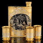 0060728 Златоуст НАБОР ОХОТНИЧИЙ малый: фляга+3стопки в П/У