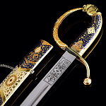 0056243 Оружие сувенирное ШАШКА "ЛЕВ" С ЭФЕСОМ Эмаль, мет. ножны