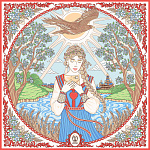 500060 Сувенирный платок "Катюша" шелк 70% вискоаз 30%, 90*90 МД Нины Ручкиной