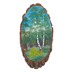 0066023/2230 Нат.камень ПАННО "Русская природа" на срезе дерева 35см 