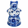 Фарфоровая шкатулка "Медведица в платочке". Гжель, фотография 3. Интернет-магазин ЛАВКА ПОДАРКОВ