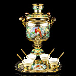 0049552 Златоуст Набор (блюдо овал., самовар(7л), 4 чайн чашки) SUV - 3500