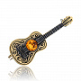 Брошь с янтарем "Гитара Испанца" (коньячный), фотография 2. Интернет-магазин ЛАВКА ПОДАРКОВ