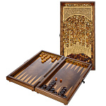0074093 Янтарь Нарды "МЕЧЕТЬ"  дуб,янтарь 460*230*80 мм
