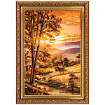 300349-НП  Картина Янтарная "Рассвет в долине" 60*40см
