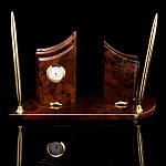 0056248 Обсидиан Бронза НАБОР ОФИСНЫЙ: часы+ 2 ручки, коричневый