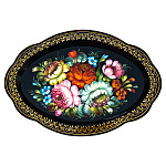 202815 Поднос сувенирный "ЦВЕТЫ" (фон черн) 33*23 СМ