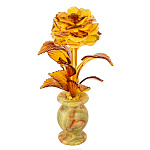 Сувенир "Роза в вазе". Янтарь, оникс 16,5 см