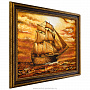 Картина янтарная "Корабль-парусник" 60х40 см, фотография 2. Интернет-магазин ЛАВКА ПОДАРКОВ