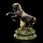 25652/змеевик Златоуст СТАТУЭТКА "Конь с попоной"Бронза, Змеевик (6206)