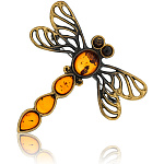 0051132/1296.4 Брошь Стрекоза Егоза (коньячный)