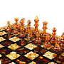 Шахматы складные с инкрустацией и фигурами из янтаря 34х34 см, фотография 2. Интернет-магазин ЛАВКА ПОДАРКОВ