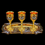 0069355 Златоуст НАБОР "БАБОЧКА" поднос+3 рюмки