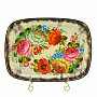 Поднос с авторской росписью "Цветы" 32х22 см, фотография 2. Интернет-магазин ЛАВКА ПОДАРКОВ
