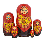 201486-5м18см Матрешка "ГУАШЬ" красн платок