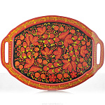 0020212/С/39*25см  ХОХЛОМА ПОДНОС  в ассортименте ОВАЛ