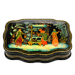 0060965/18*12см Лаковая миниатюра Палех ШКАТУЛКА "У колодца" Марова