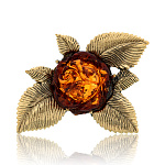 0049792/2242.4 Брошь Розочка Цветение (коньячный)