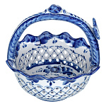 0073795  ГЖЕЛЬ Конфетница Корзина круглая с  одной бабочкой   в коб 18*14,5см