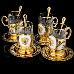 0055237 Златоуст Чайный Набор "Герб РФ" 4 персоны эмаль