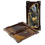 Нарды янтарные "Волк и медведь" 46х23 см