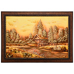 0068703/ЛО-40*60см Картина янтарная "Пейзаж. Мельница"  
