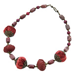  Натуральный камень БУСЫ  Яшма (текстиль:х/б бархат, вискоза, бронза) 58 см