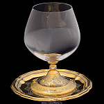 0024569/14см Златоуст ФУЖЕР НА БЛЮДЦЕ"ФИГУРНЫЙ"стекло, инкрустация в П/У (1008)