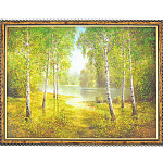 0052502/1917/30*40см  Нат.камень Картина"Водоем" Багет №4 31009