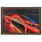 0065748-НП/90*60см  Живопись на холсте "КРЫМСКИЙ МОСТ. НОЧЬ"  Багет