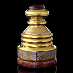 23898/ТИГРОВЫЙ ГЛАЗ Златоуст ПЕЧАТЬ С КАМНЕМ на камне  позолота в  уп (яшма) d=5см h=8см