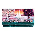 0072814/1078 Нат.камень ШКАТУЛКА   с рисунком Змеевик 145*75*75 ММ