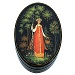 0044185  Лаковая миниатюра Шкатулка "В лесу"10*06 см 19,1