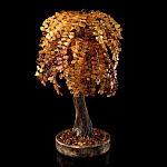 0066440-НП ДЕРЕВО ДЕНЕЖНОЕ ЯНТАРНОЕ на подставке, выс. 43 см, шир. подставки17см