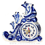 7465 Гжель Часы настольные  "Караван" 25*25см Авт. Исаев С.В.