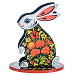 00697390  Хохлома САЛФЕТНИЦА -КРОЛИК сидит на задних лапах уши опущены