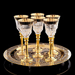 0012538 Златоуст Набор "Напиток богов" 7пр: Поднос+6фужеров в ПУ (45)