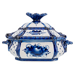 Сахарница фарфоровая с росписью "Ларец". Гжель