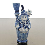 /кобальт Гжель ШТОФ "Баба Яга" 0,5л 12*25,5см Авт.Сухов