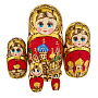 Матрешка с выжиганием "Храм Василия Блаженного" 5 мест, фотография 1. Интернет-магазин ЛАВКА ПОДАРКОВ