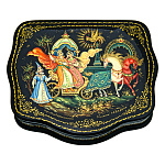 0076357-13*11см  Лаковая миниатюра Палех ШКАТУЛКА "Золотой петушок" Лебедева