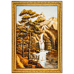 Картина янтарная "Река в горах" 60х40 см