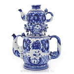 0010924 Гжель КОМПЛЕКТ: Чайники "Кадриль" Большой и Малый  
