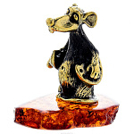 Статуэтка с янтарем "Мышь запасливый" (коньячный)
