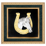 0050822/6251 Нат.камень ПАННО Подкова с лошадью Нефрит, 