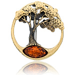 0071509/3415.4 Брошь Древо Счастья (коньячный)