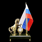 0048015/ФР Златоуст ЧАСЫ НАСТОЛЬНЫЕ "Конь"Нефрит