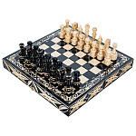 202954 Нат.дерево ШАХМАТЫ-складные дорожные резные ок 36*18*10см черн