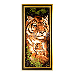 Картина янтарная "Тигрица с детенышем" 115х40см