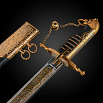 0080043 Оружие сувенирное САБЛЯ "КЛЫЧ" , 95Х18, золото 999,9 черная кожа кожа